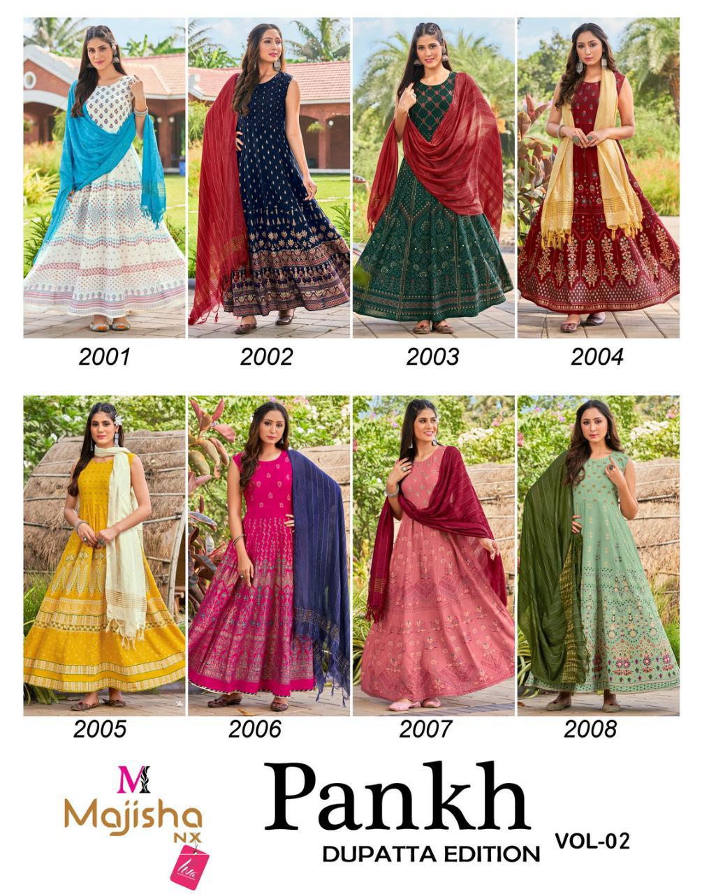 Majisha Nx Pankh 2 Heavy Ethnic Wear Long Kurti With Dupatta Collection
